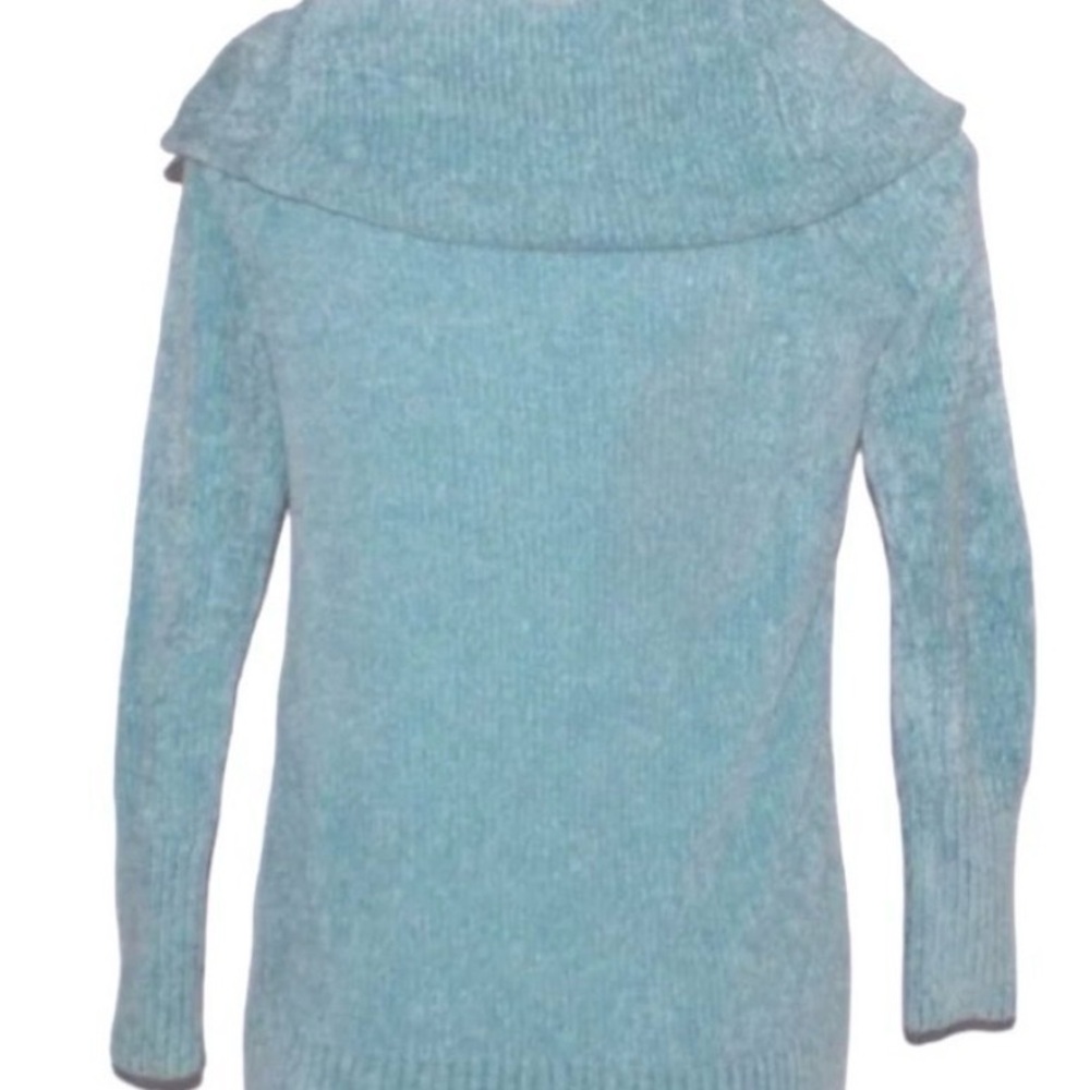 White House Black Market Light Blue Shawl Collar Turtleneck Sweater